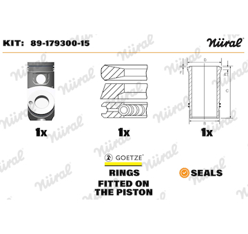 Opravná sada, píst/vložka válce NÜRAL 89-179300-15