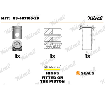 Opravná sada, píst/vložka válce NÜRAL 89-407100-20