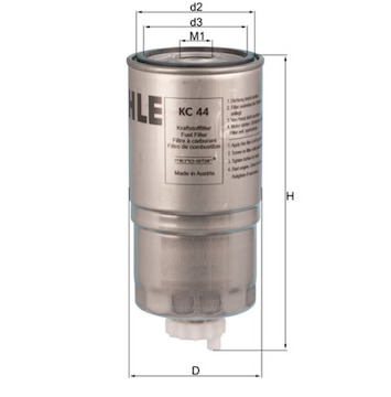 Palivový filtr MAHLE ORIGINAL KC 44