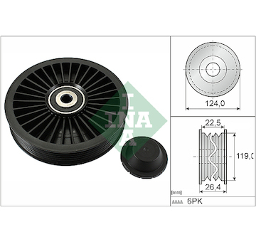 Vratná/vodicí kladka, klínový žebrový řemen INA 532 0242 10