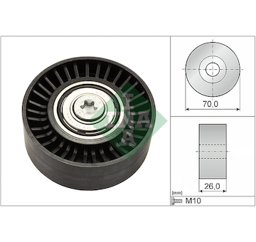 Vratná/vodicí kladka, klínový žebrový řemen INA 532 0505 10