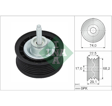Vratná/vodicí kladka, klínový žebrový řemen INA 532 0546 10