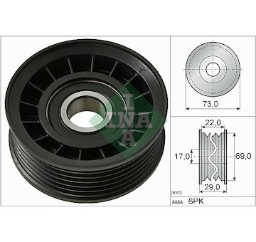 Vratná/vodicí kladka, klínový žebrový řemen INA 532 0649 10