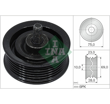 Vratná/vodicí kladka, klínový žebrový řemen INA 532 0744 10