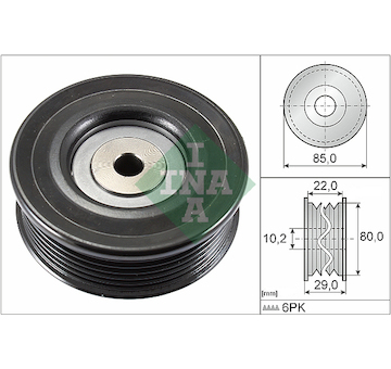 Vratná/vodicí kladka, klínový žebrový řemen INA 532 0799 10