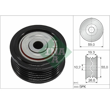 Vratná/vodicí kladka, klínový žebrový řemen INA 532 0860 10
