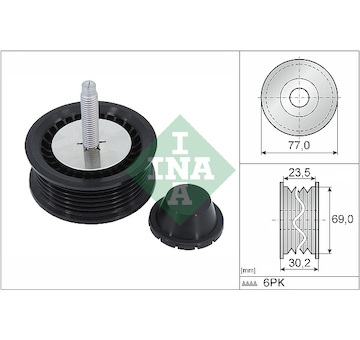 Vratná/vodicí kladka, klínový žebrový řemen INA 532 0889 10