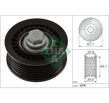 Vratná/vodicí kladka, klínový žebrový řemen INA 532 1076 10