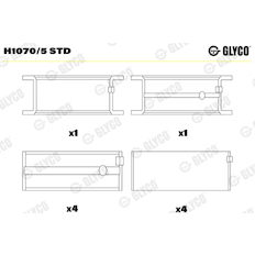 Hlavní ložiska klikového hřídele GLYCO H1070/5 STD