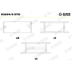 Hlavní ložiska klikového hřídele GLYCO H1094/5 STD