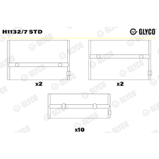 Hlavní ložiska klikového hřídele GLYCO H1132/7 STD