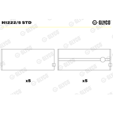 Hlavní ložiska klikového hřídele GLYCO H1222/5 STD