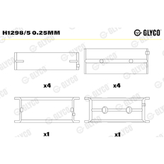 Hlavní ložiska klikového hřídele GLYCO H1298/5 0.25MM