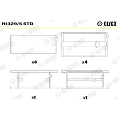 Hlavní ložiska klikového hřídele GLYCO H1329/5 STD