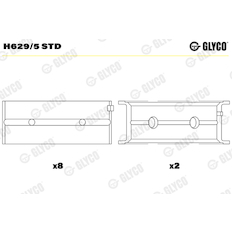 Hlavní ložiska klikového hřídele GLYCO H629/5 STD